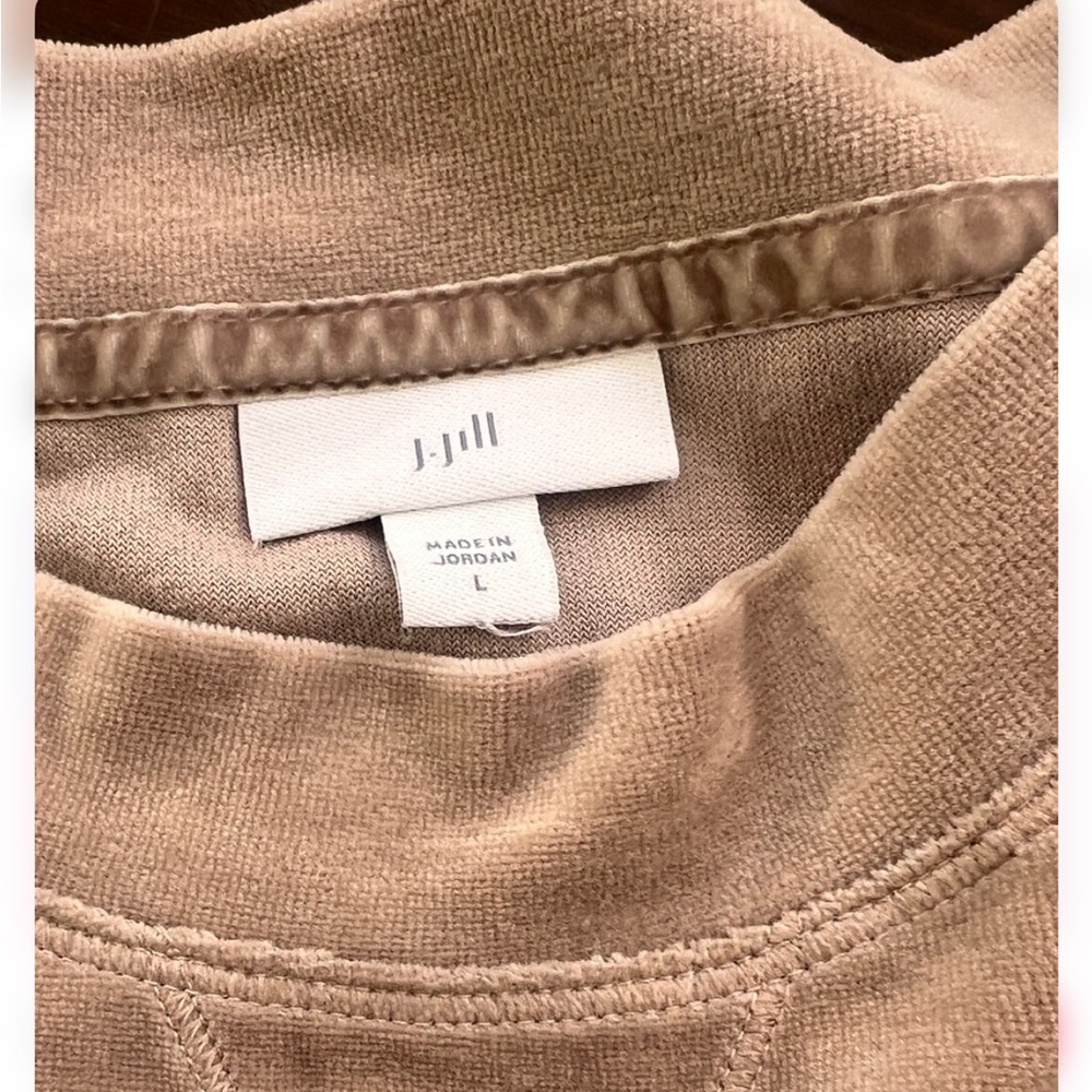 J. Jill Pure Jill Tan Velour Pullover Sweatshirt L - Picture 5 of 8